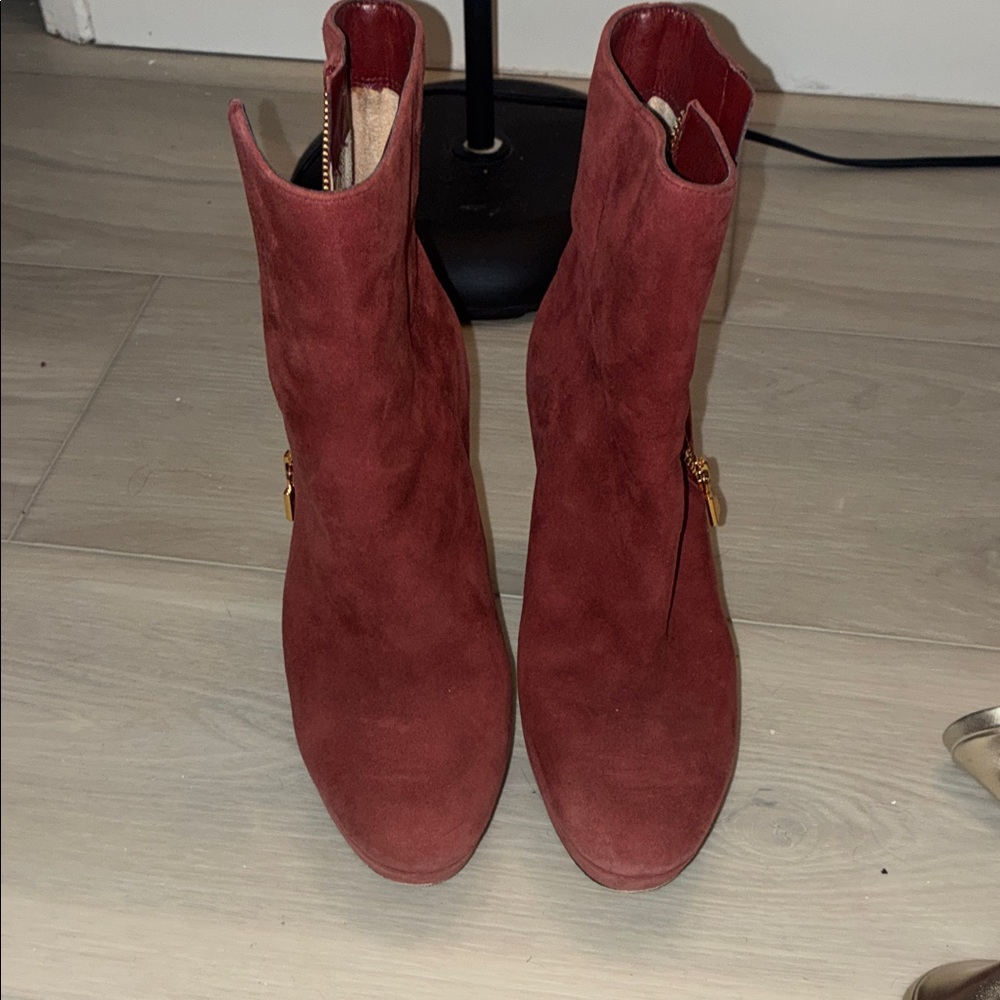 Michael Kors Red Suede Ankle Boots